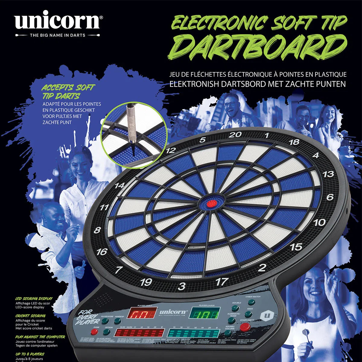 Rafdart Unicorn Led 2 sett af pílum
