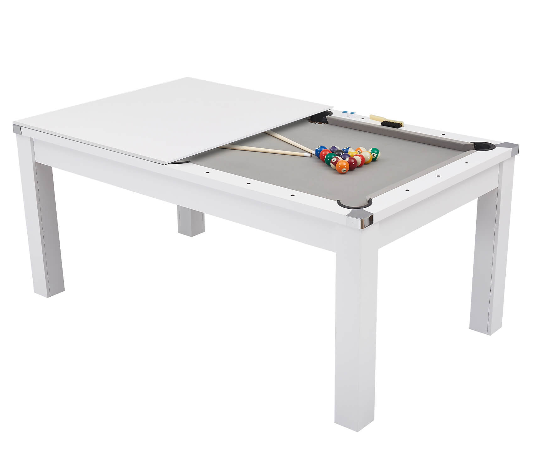 Multiborð pool/borðtennis Pureline Dining 6 fet (180cm) hvítt m/borðtennisplötu
