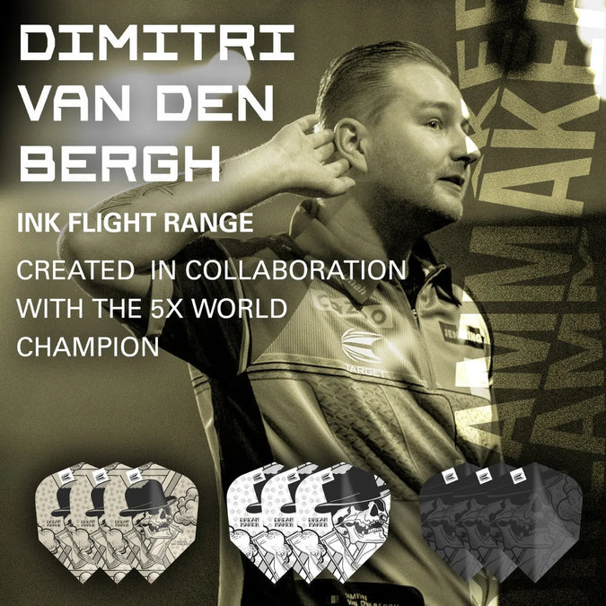 Fjaðrir Target Ink Dimitri Berg no6 3 sett hvítar/gráar/svartar - Image 3