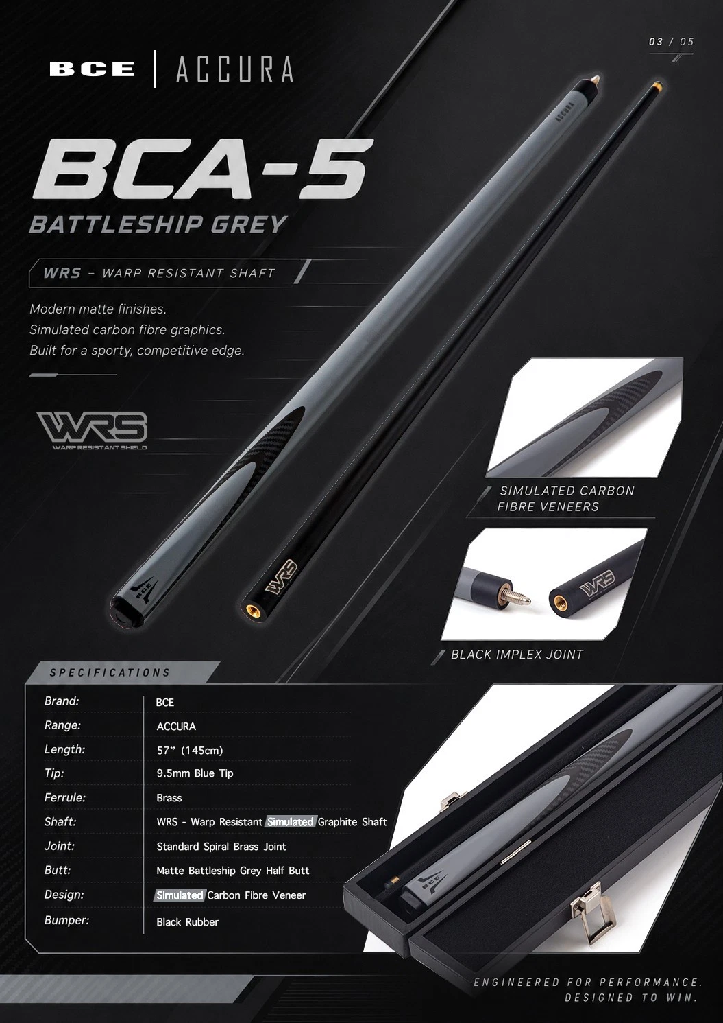 BCE Snókerkjuði 2 pc Accura 5 GY - Image 3